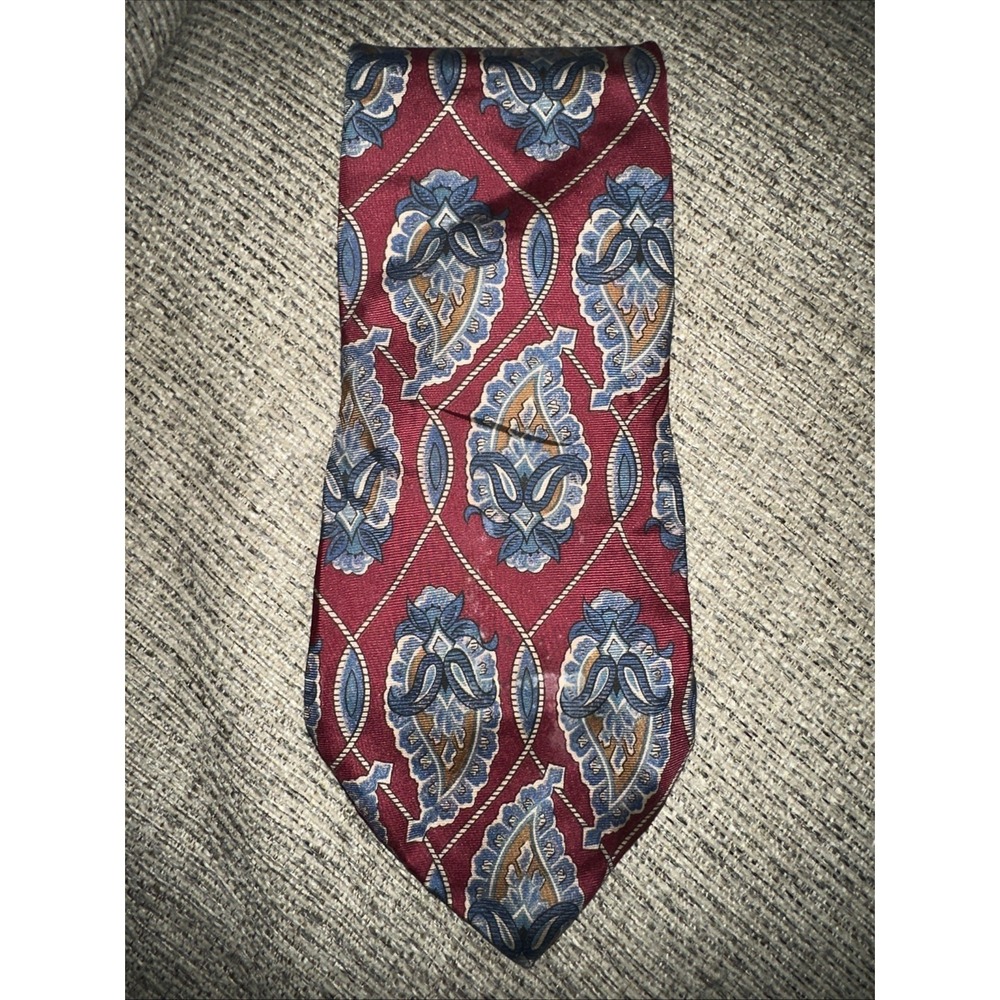 Potomac Collection Mens Neck Tie Red Blue Paisley Design 100% Italian Silk